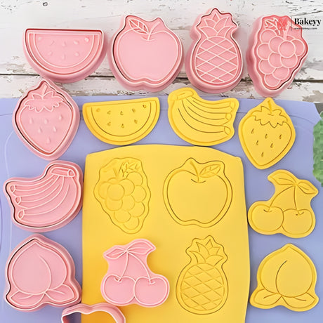 Fruit Theme Cookie Cutter & Embosser Set | 8 Piece | Pack of 1