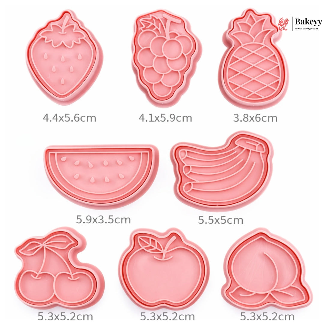 Fruit Theme Cookie Cutter & Embosser Set | 8 Piece | Pack of 1