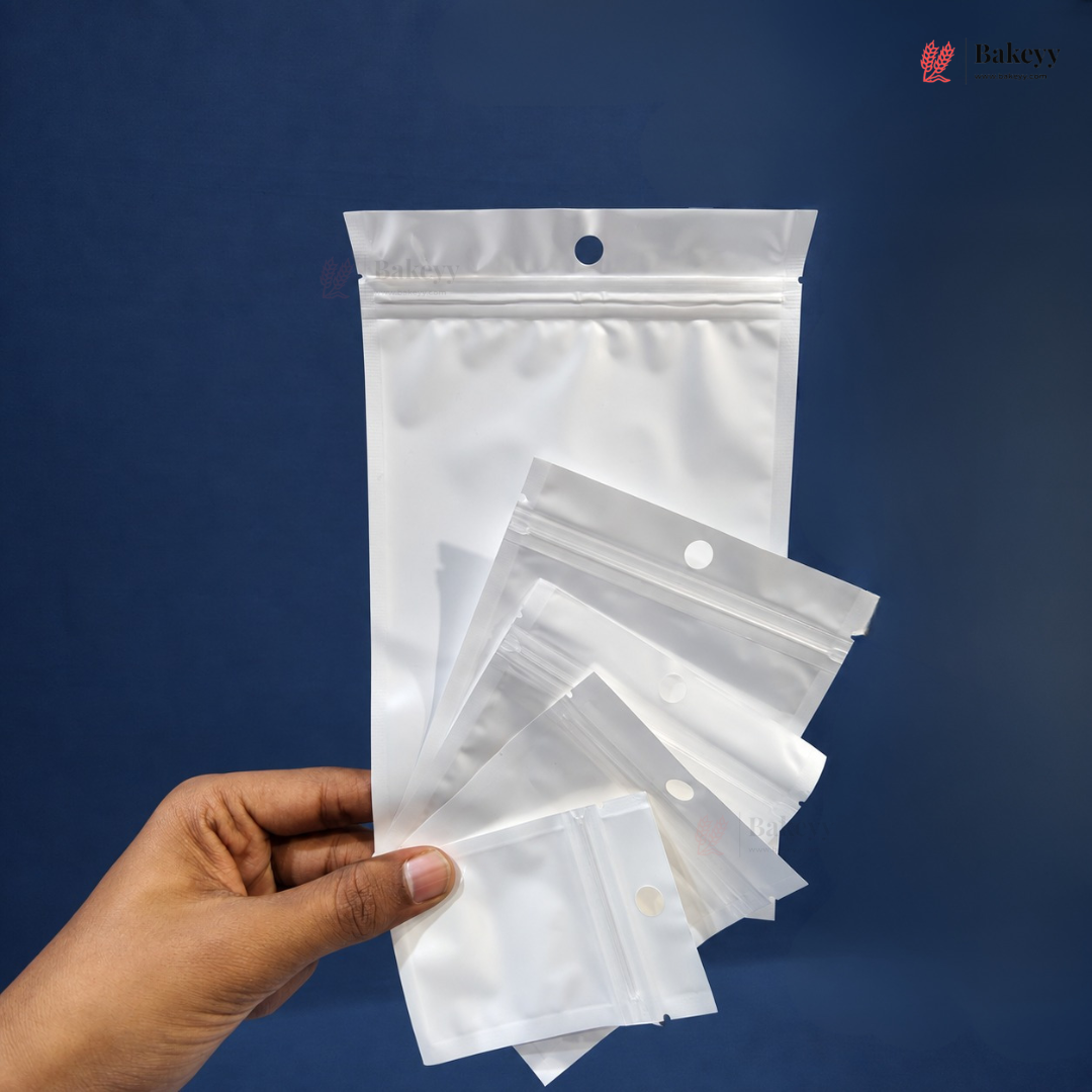 Full Window White Ziplock Pouch with Hang Hole | Pack of 100