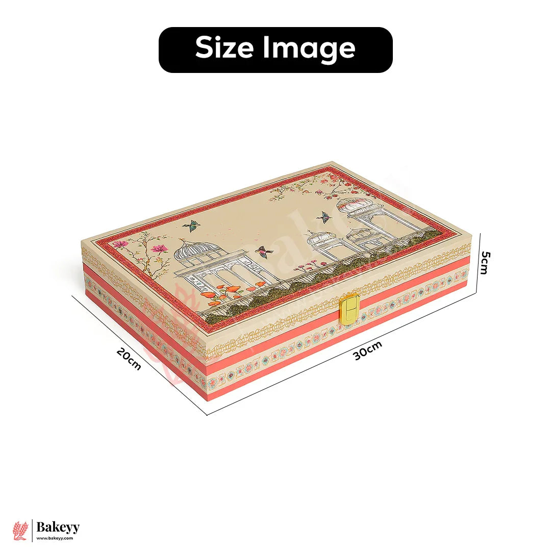 30x20x5cm | Premium MDF Decorative Hamper Box with 4 Compartments – Festive Gifting Edition | Pack of 1