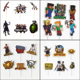 Games Theme Paper Cake Toppers | Gamer Decorations | Video Game Inspired Cake Toppers | Pack of 6