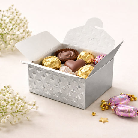 Geometric Flap Goodie Box | Textured Gift Packaging Box | Gold & Silver Available | Pack of 10