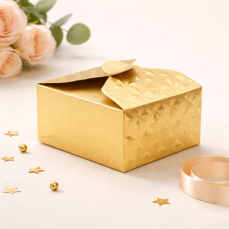 Geometric Flap Goodie Box | Textured Gift Packaging Box | Gold & Silver Available | Pack of 10