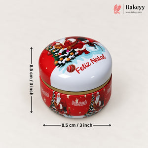 Christmas Design Round Tin Box | Candle Tin Box  |Rounded Edges|  Mix Design | Pack of 6