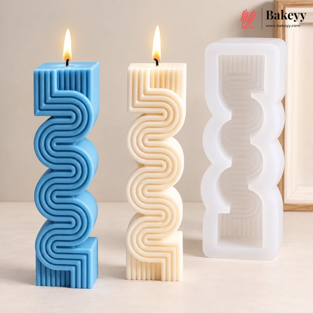 Small Geometric Wavy Stripe Shape Candle Silicone Mold