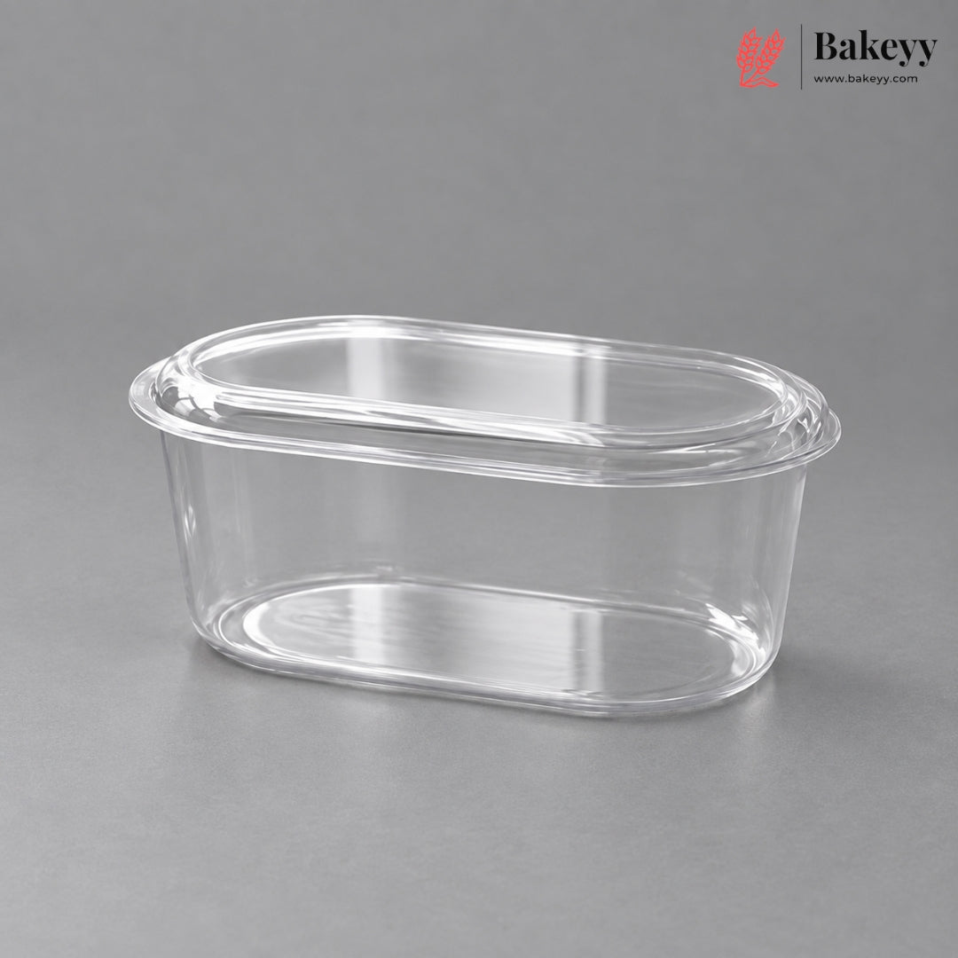 Oval PET Transparent Food Box with Lid | Tiramisu Box | Dessert Containers | Pack of 50
