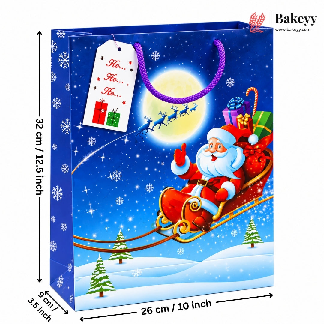 Festive Snowflake Christmas Gift Paper Bag | Pack of 12 | Return Gift Bag|(32x26x9cm)