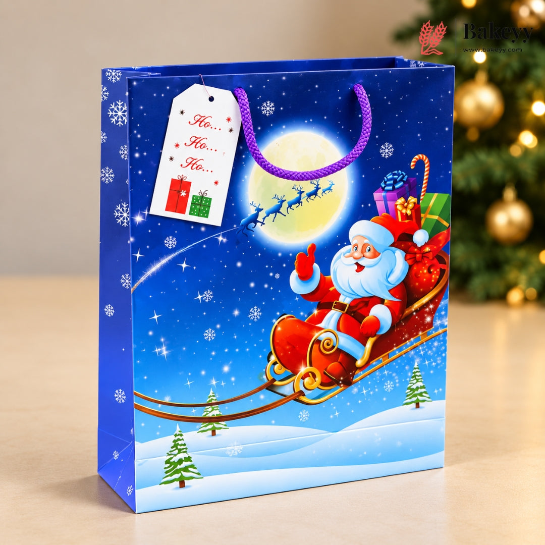 Festive Snowflake Christmas Gift Paper Bag | Pack of 12 | Return Gift Bag|(32x26x9cm)