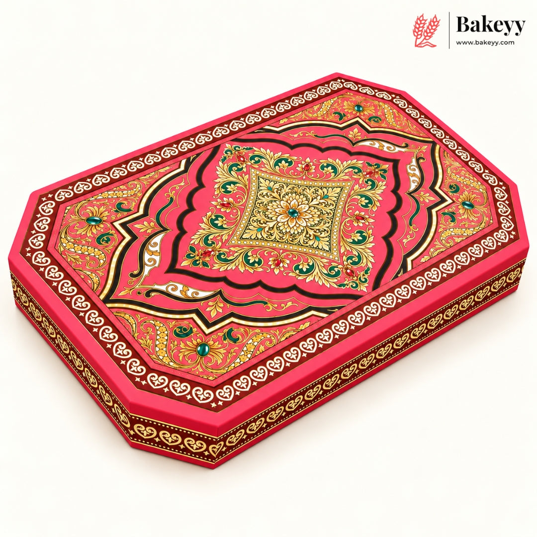 Embossed Printed Sweet Box with Golden Cavity | 4 Designs | Pack of 1