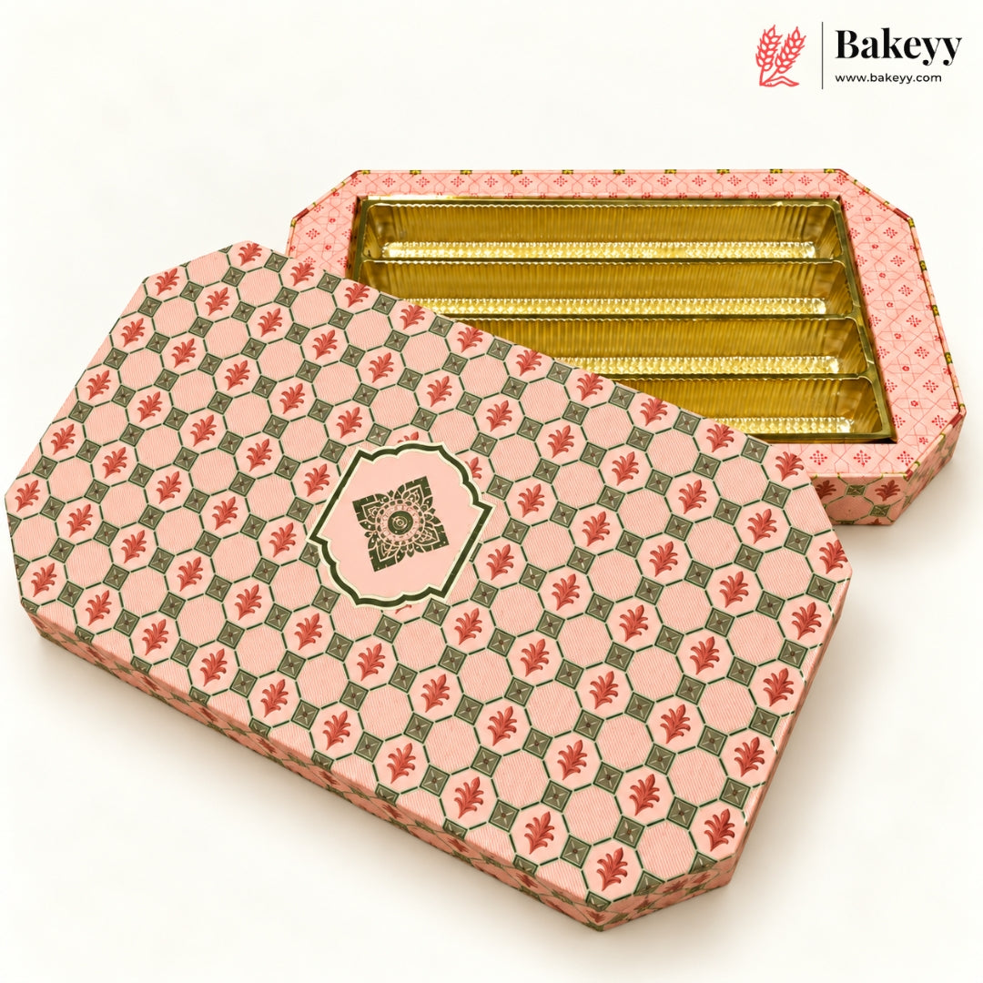 Embossed Printed Sweet Box with Golden Cavity | 4 Designs | Pack of 1