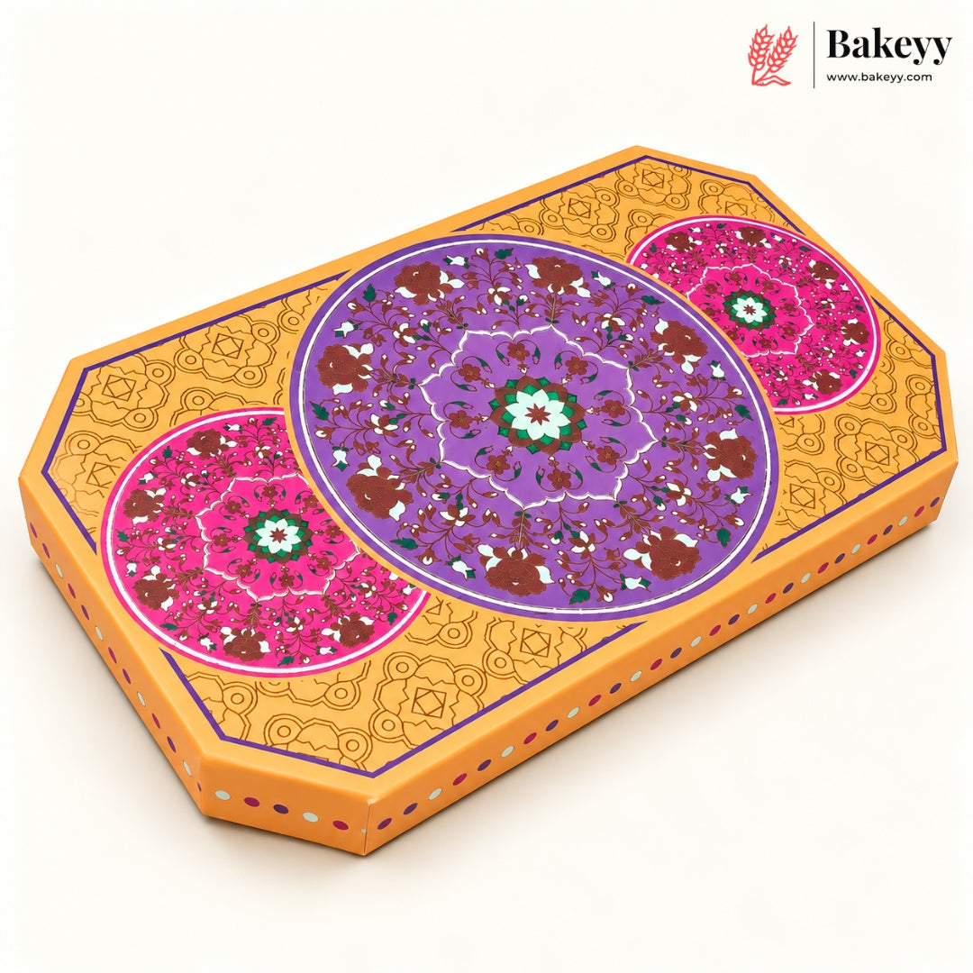 Embossed Printed Sweet Box with Golden Cavity | 4 Designs | Pack of 1