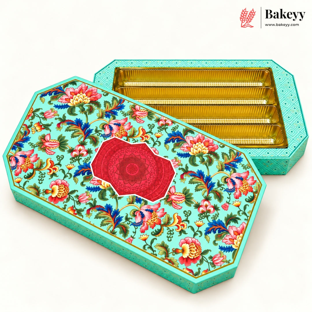 Embossed Printed Sweet Box with Golden Cavity | 4 Designs | Pack of 1