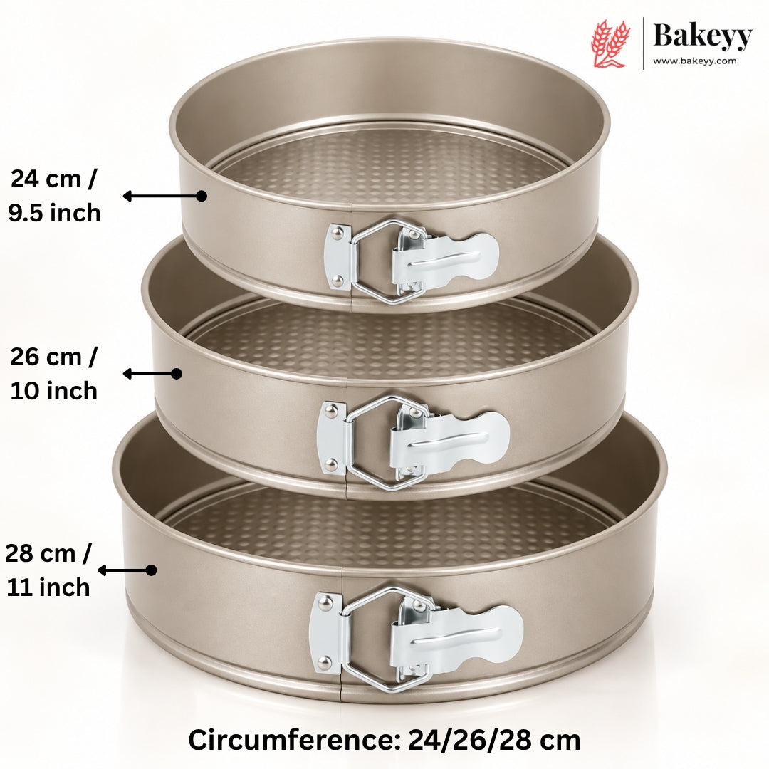 Premium Springform Cake Pan Set - 3 Pieces (Non-Stick, Leak-Proof)