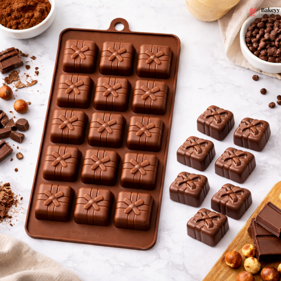 15 Cavity | Gift Box Shaped Silicon Chocolate Mould | Pack of 1
