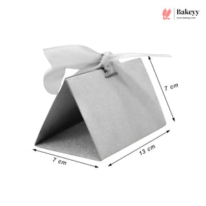 Gift Box Wedding Party Favor Box for Small Gift | Paper Box with Ribbon | Silver Color | Pack Of 10