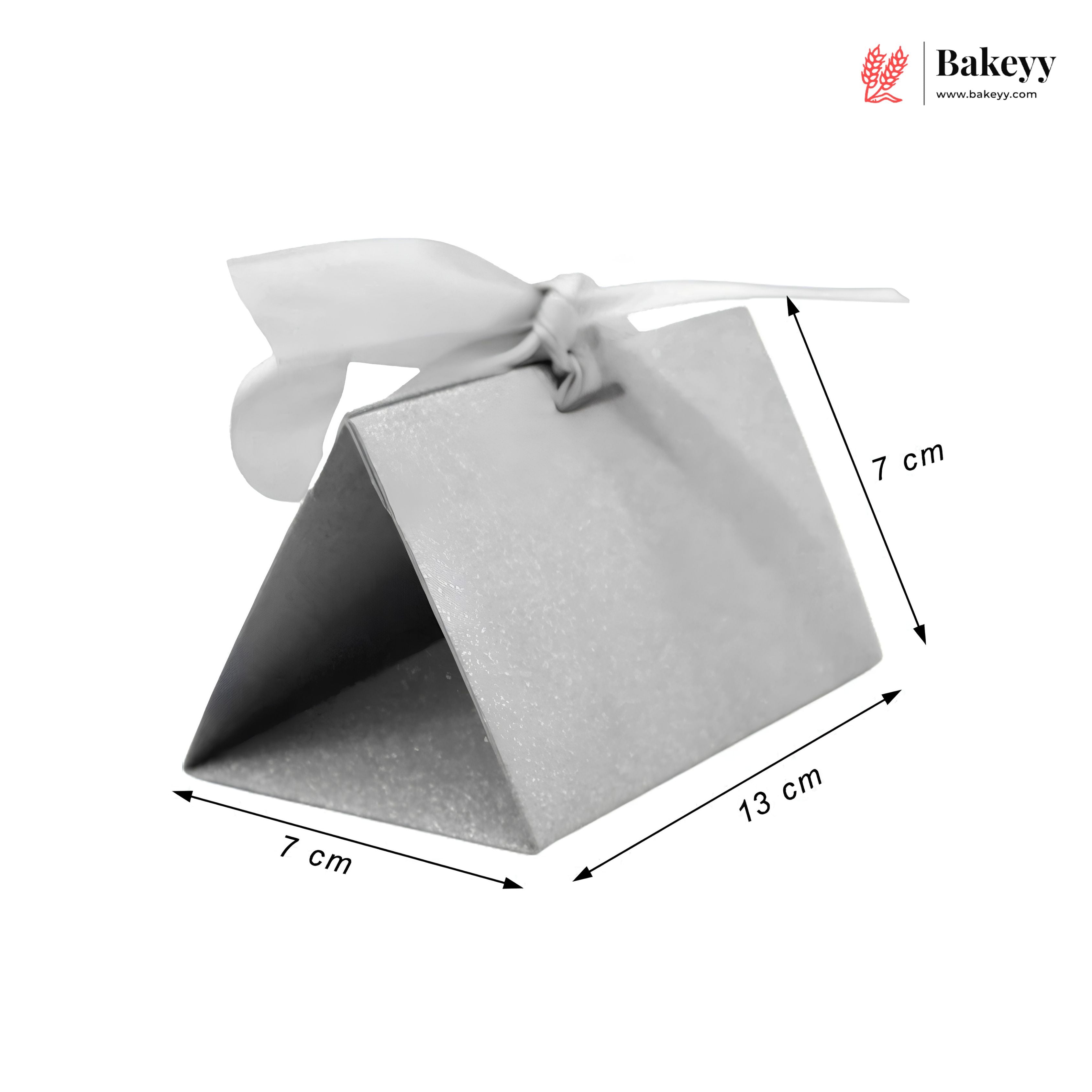 Gift Box Wedding Party Favor Box for Small Gift | Paper Box with Ribbon | Silver Color | Pack Of 10