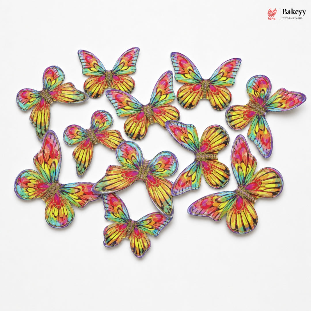 Glitter-Core Butterfly Cake Toppers | Shimmered Body with Fine Line Wing Design | Multiple Print Options Available | Pack of 1