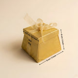 Glitter Gold Gift Box with Ribbon | Elegant Paper Favor Box for Chocolates & Small Gifts | Pack of 10