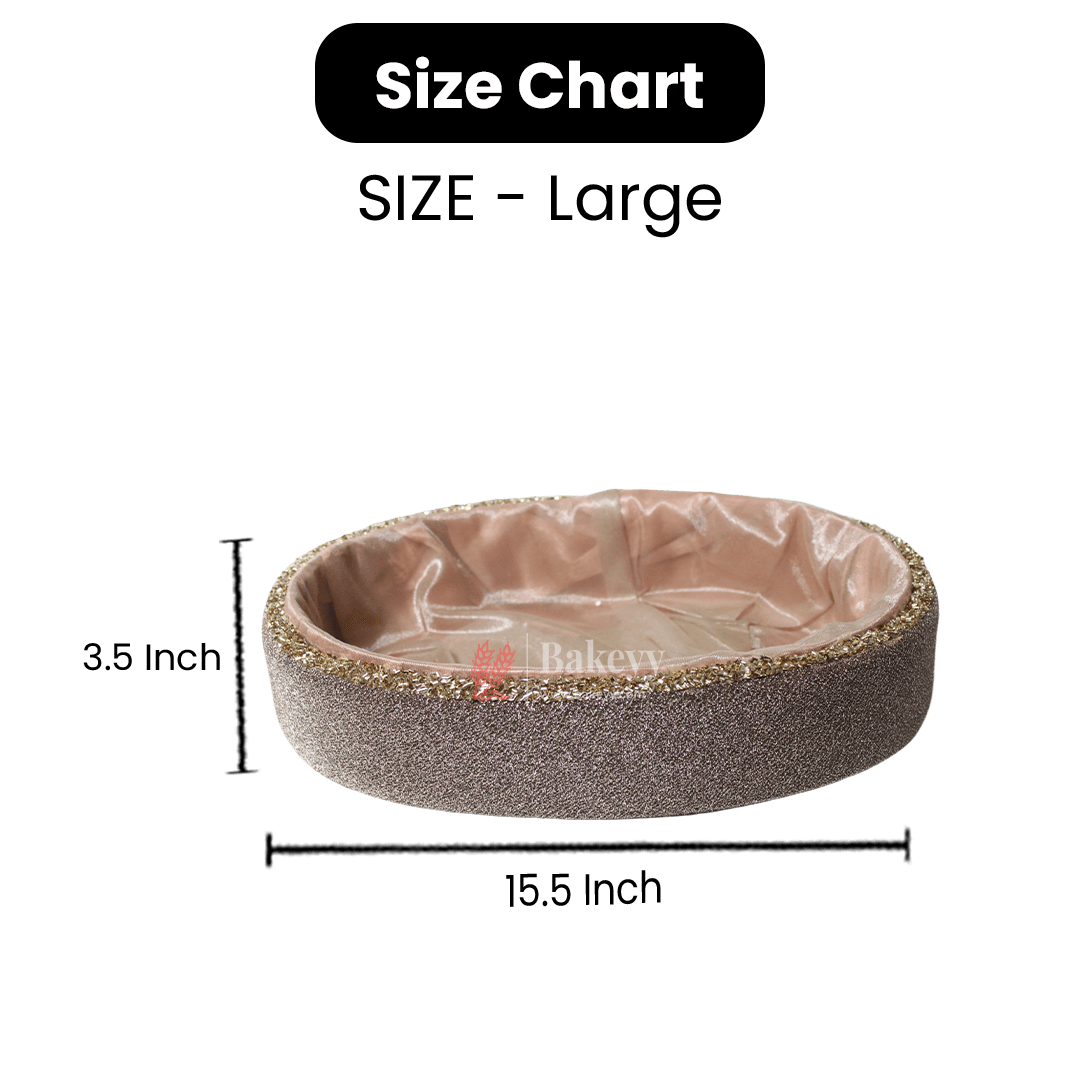 Glitter Oval Velvet Hamper | Deluxe Embellished Gifting Tray - Bakeyy.com - India - Glitter Oval Velvet Hamper | Deluxe Embellished Gifting Tray - Medium