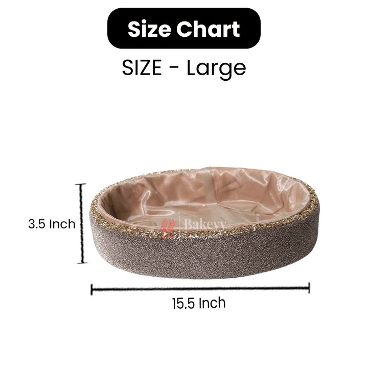 Glitter Oval Velvet Hamper | Deluxe Embellished Gifting Tray - Bakeyy.com - {{ shop.shopifyCountryName }}