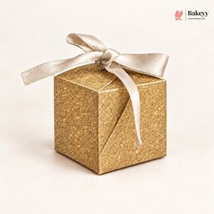 Glitter Cube Ribbon Gift Box | Festive & Diwali Favor Packaging