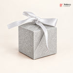 Glitter Cube Ribbon Gift Box | Festive & Diwali Favor Packaging