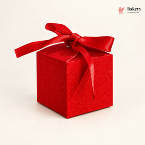 Glitter Cube Ribbon Gift Box | Festive & Diwali Favor Packaging