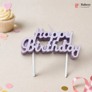 Happy Birthday cake topper with a cupcake and confetti on a light background
