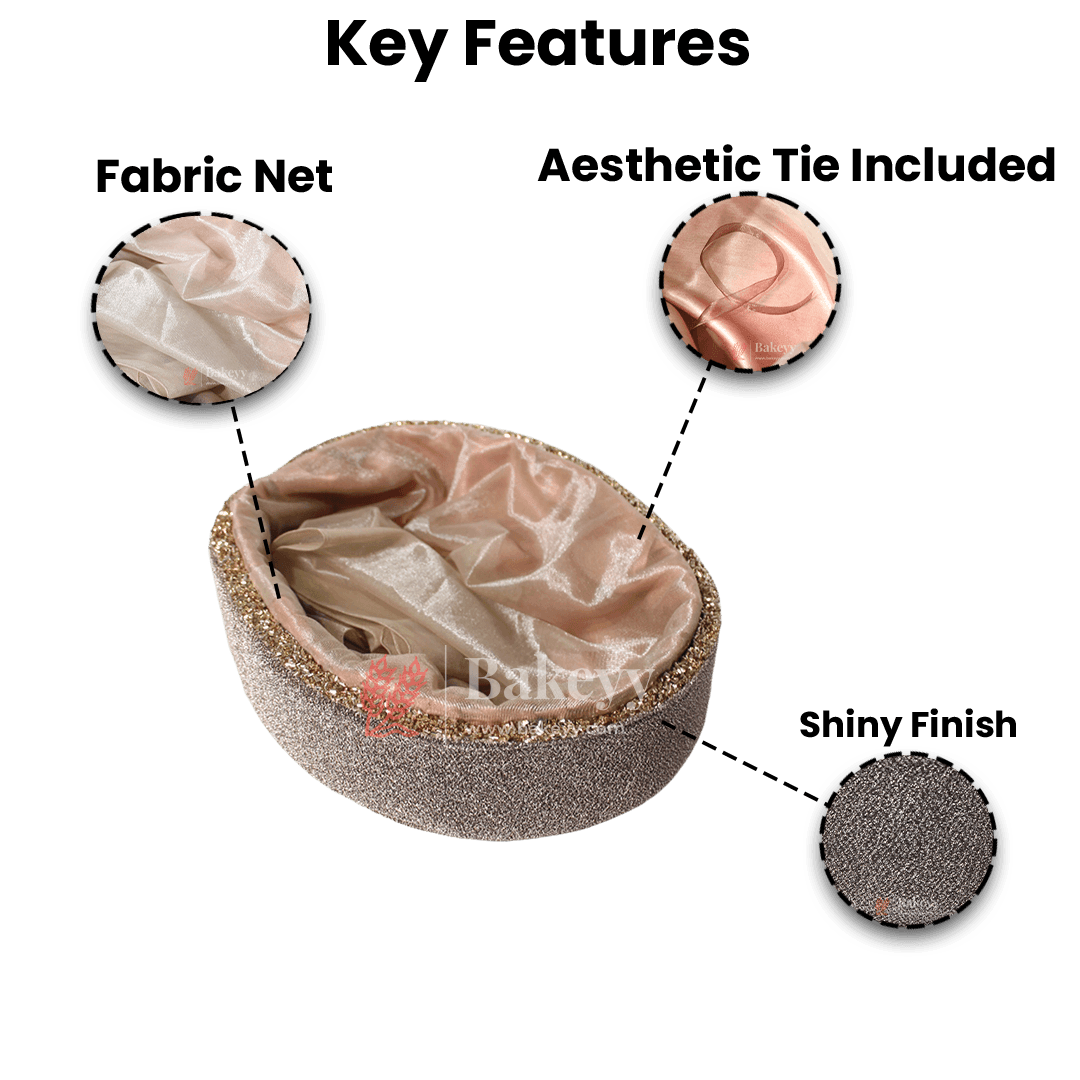 Glitter Oval Velvet Hamper | Deluxe Embellished Gifting Tray - Bakeyy.com - India - Glitter Oval Velvet Hamper | Deluxe Embellished Gifting Tray - Medium