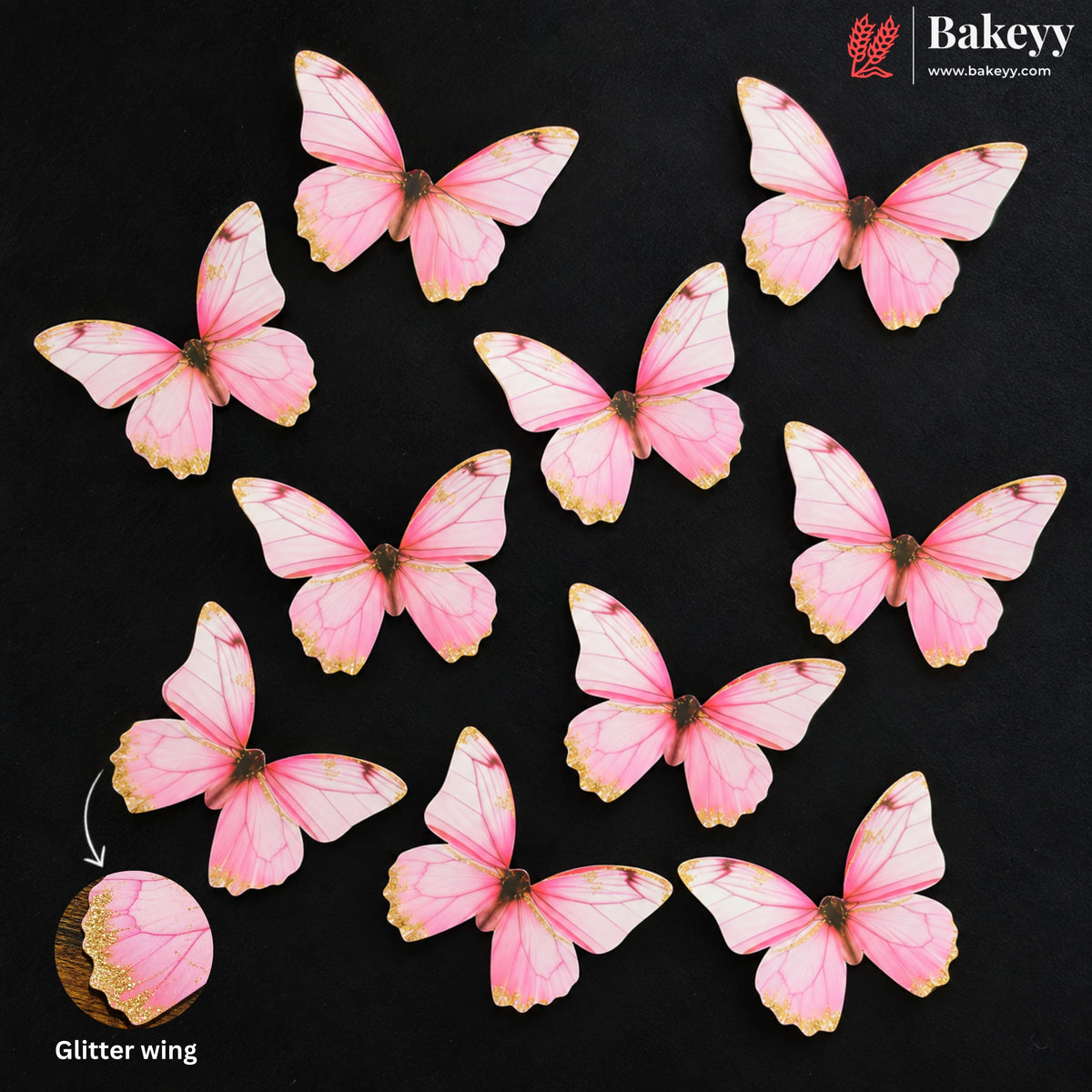 Vein Wing Butterfly Cake Topper For Cake Decoration | 10 Butterfly Per Pack | Pack of 1