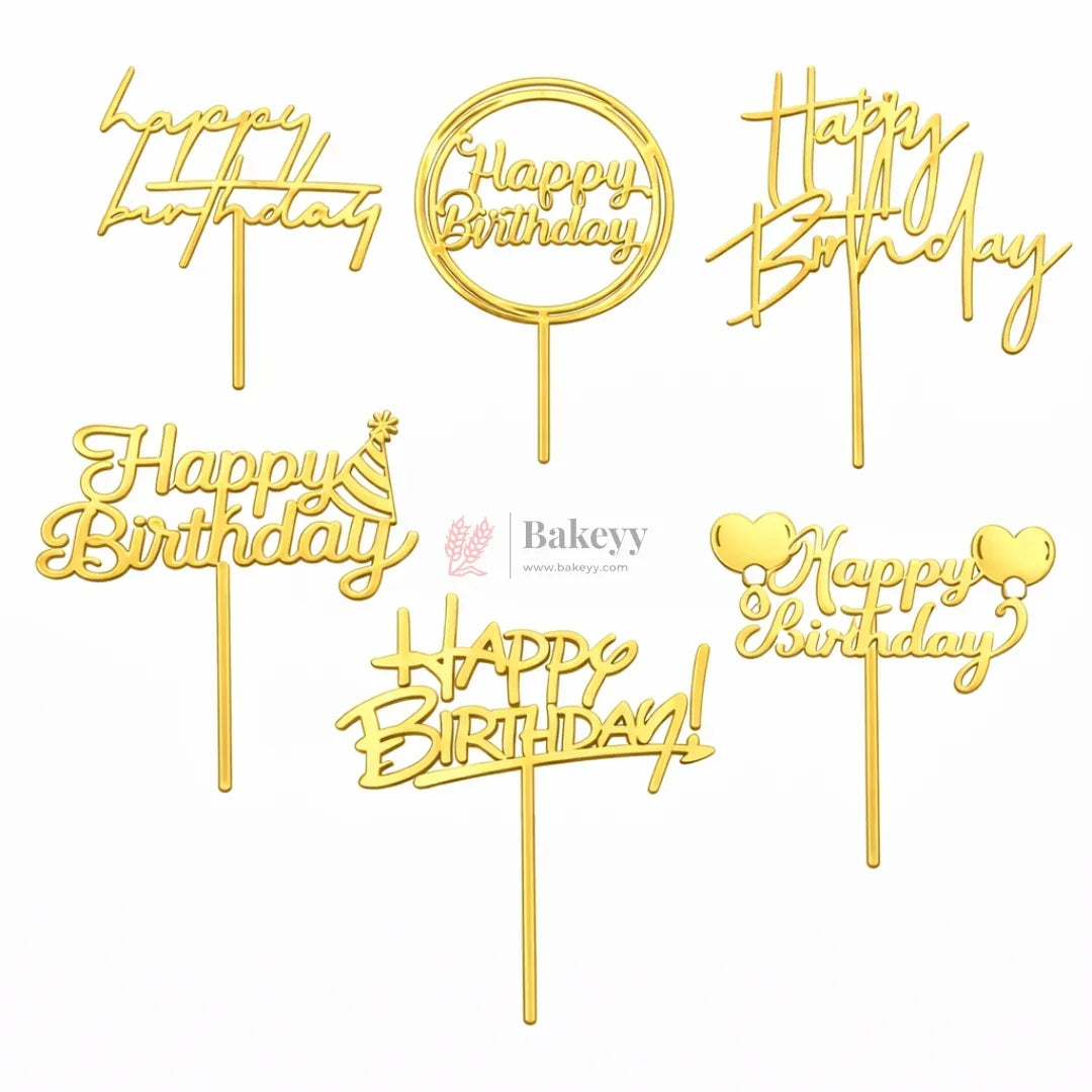 GoldAcrylicHappyBirthdayCakeTopper_1 - Bakeyy.com