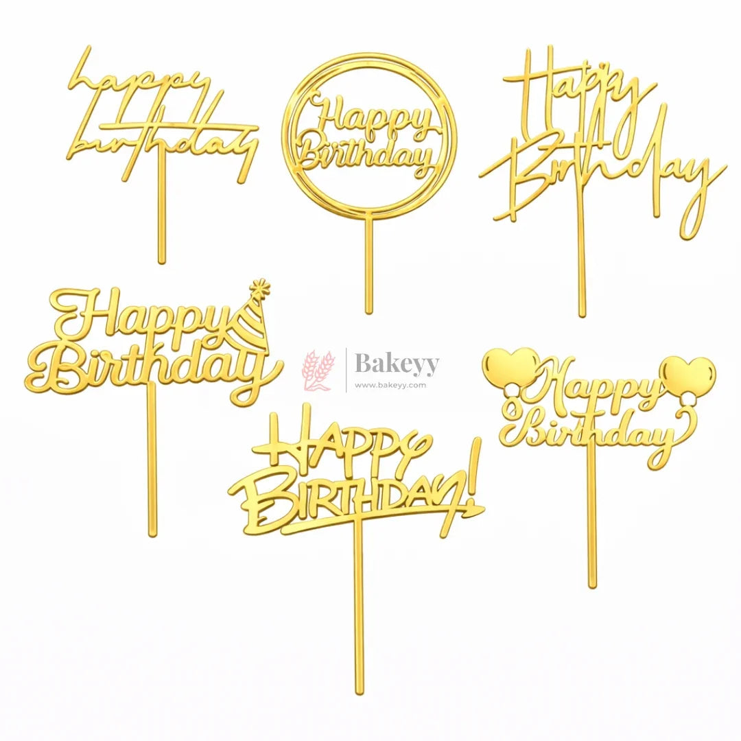 Gold Paper Toppers Happy Birthday Cake Topper