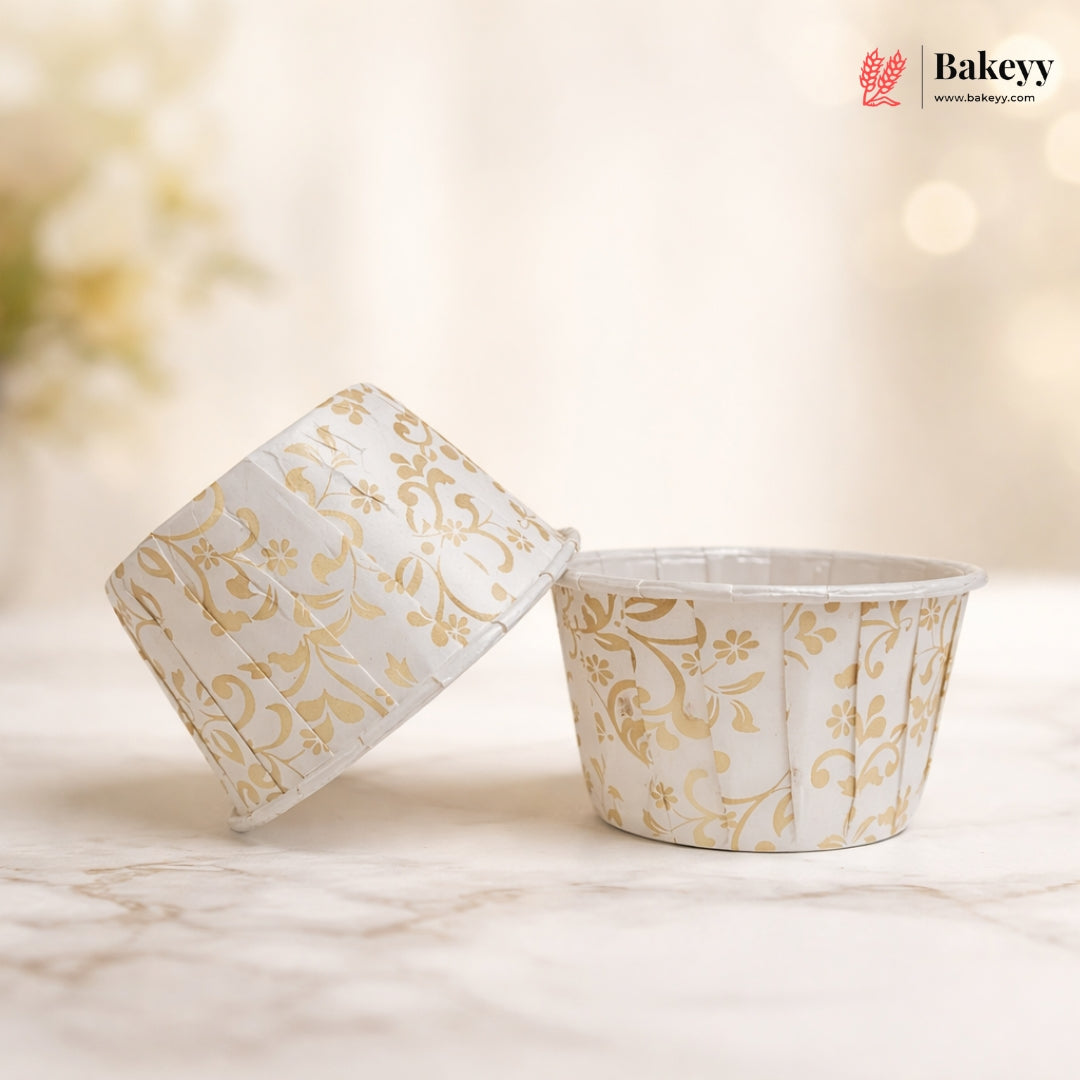Gold Floral Design Cupcake Liners | Premium Baking Cups | Pack of 100