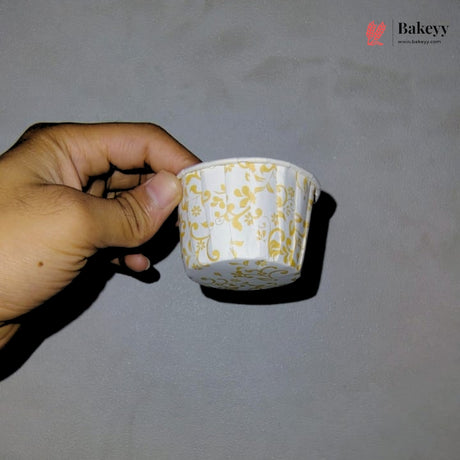 Gold Floral Design Cupcake Liners | Premium Baking Cups | Pack of 100