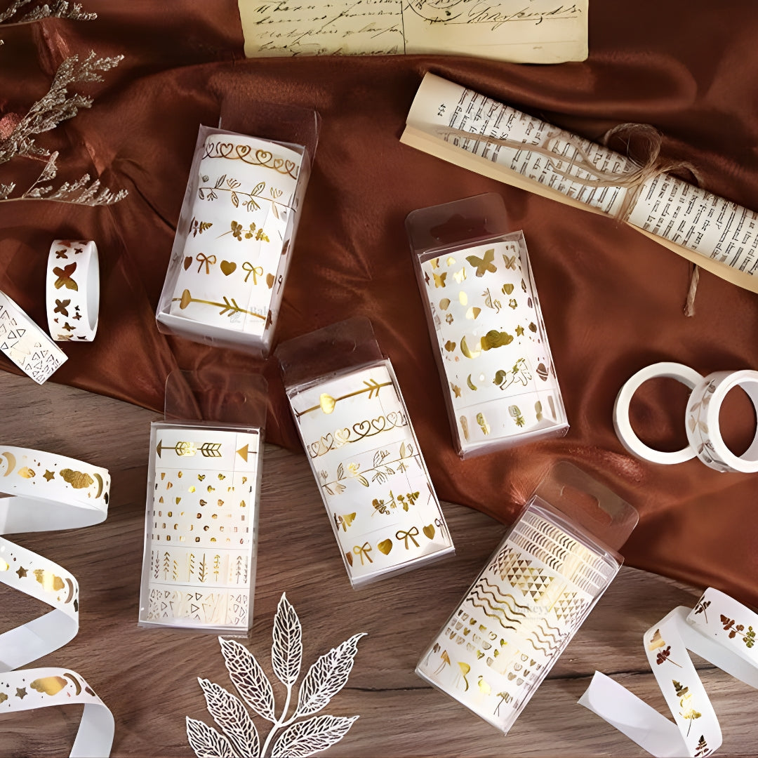 Gold Foil Decorative Washi Tape Set | Cake Decoration | 5 Pieces per Pack | Pack of 1