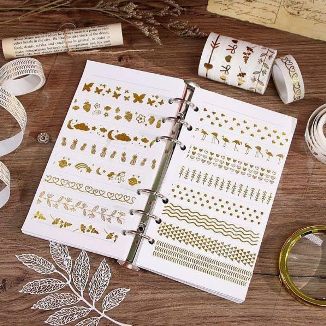 Gold Foil Decorative Washi Tape Set | Cake Decoration | 5 Pieces per Pack | Pack of 1