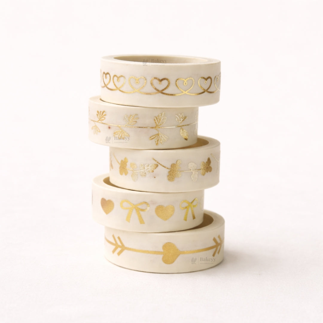 Gold Foil Decorative Washi Tape Set | Cake Decoration | 5 Pieces per Pack | Pack of 1