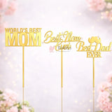 Gold Mirror Paper Cake Topper l Best Mom / Best Dad / World’s Best Mom l PACK OF 1