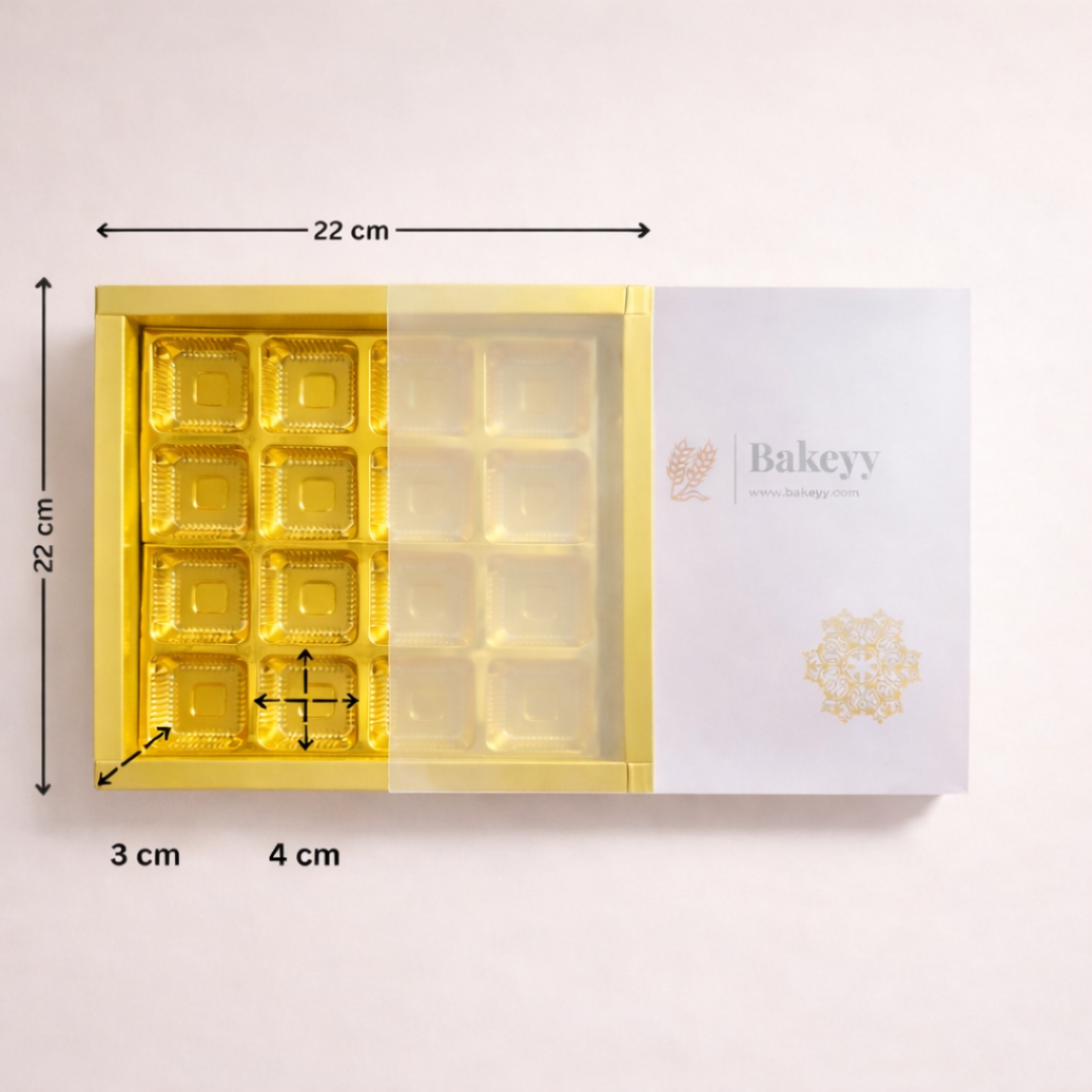 Gold Sliding Chocolate Box with Gold Cavity | Premium Rigid Gift Box for Chocolates | Pack of 10 (Copy) (Copy)