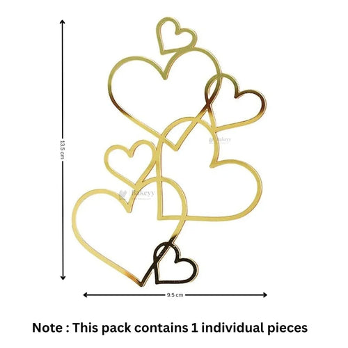 Gold Metallic Cake Topper Cutouts Set | Assorted Designs for Cake Decoration | Pack of 1