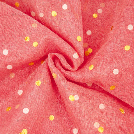 Golden Polka Dot Mesh Fabric | Decorative Net Cloth | Multiple Colors Available | Pack of 1