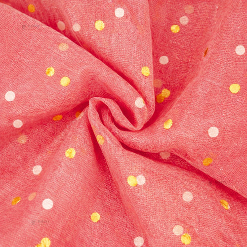 Golden Polka Dot Mesh Fabric | Decorative Net Cloth | Multiple Colors Available | Pack of 1