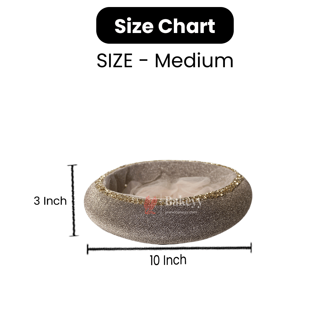 Golden - Brown | Round Velvet Gift Hamper | Luxuriously Embellished Decorative Basket - Bakeyy.com - India - Golden - Brown | Round Velvet Gift Hamper | Luxuriously Embellished Decorative Basket - Extra Small