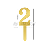 3 Inch | Golden Cake Topper Number 2 | 1 Piece