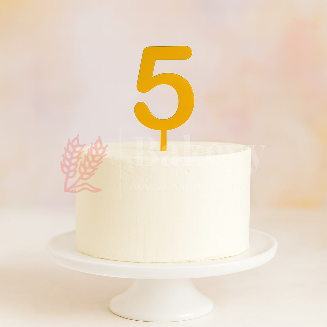 3 Inch | Golden Cake Topper Number 5 | 1 Piece