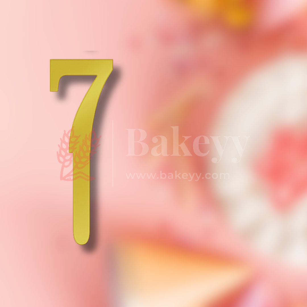 5 Inch | Golden Cake Topper Number 7 | 1 Piece