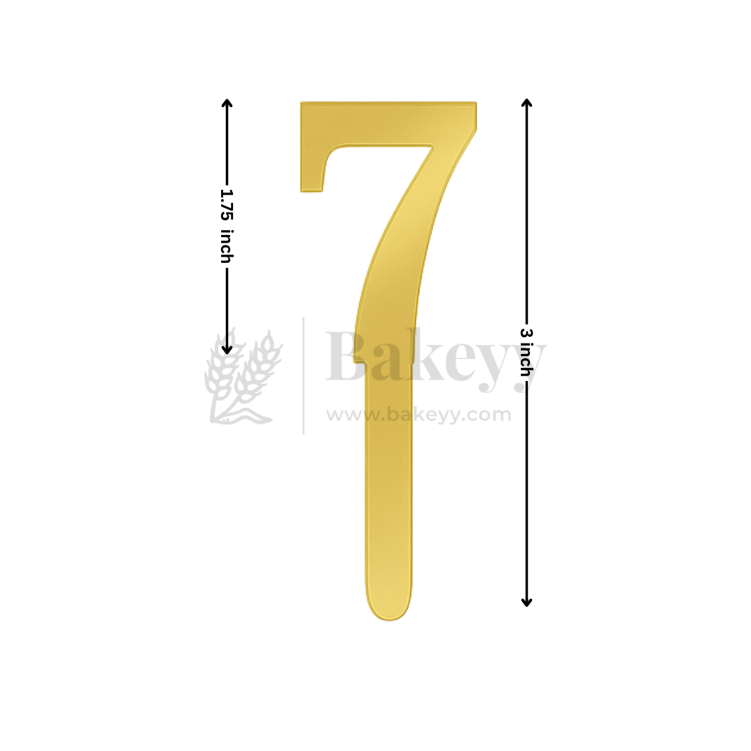 3 Inch | Golden Cake Topper Number 7 | 1 Piece