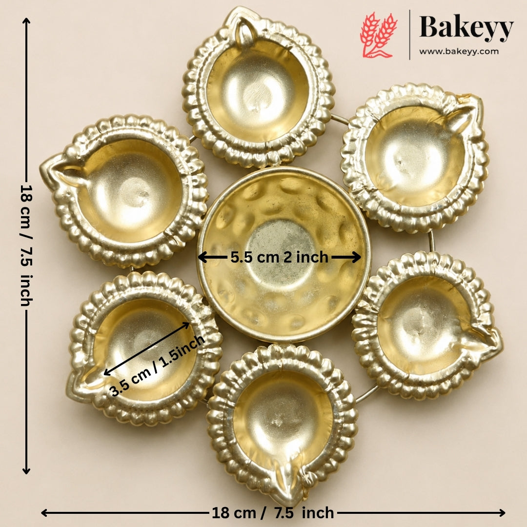 Golden Decorative Diya Tealight Holder | Multiple Designs | Pack of 1