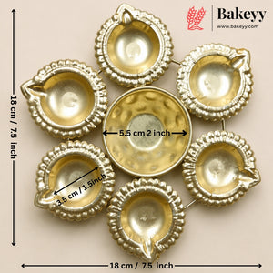 Golden Decorative Diya Tealight Holder | Multiple Designs | Pack of 1