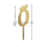 3 Inch | Golden Number 0 Cake Topper with Tiara | 1 Piece